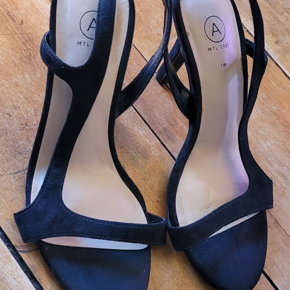 strappy black heeled sandals